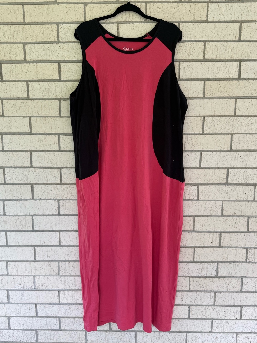 Denim&Co Pink and Black Sleeveless Maxi Dress